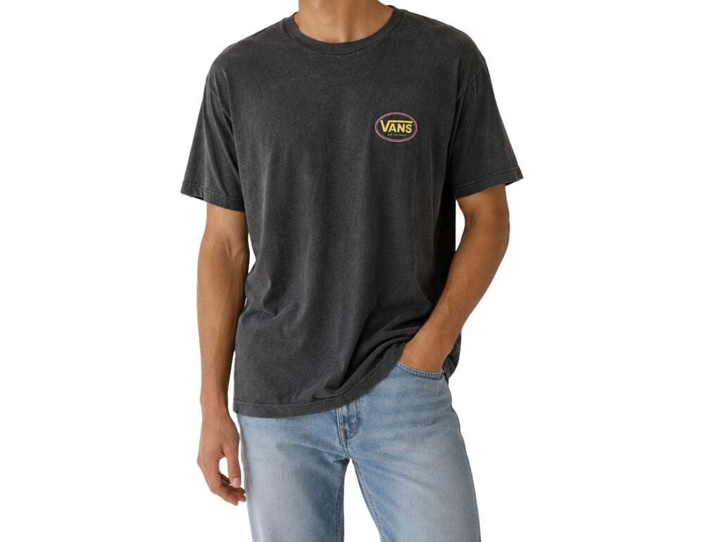 Vans Graphic Tee Dark Charcoal Grey Back Print Skate Streetwear L Cotton